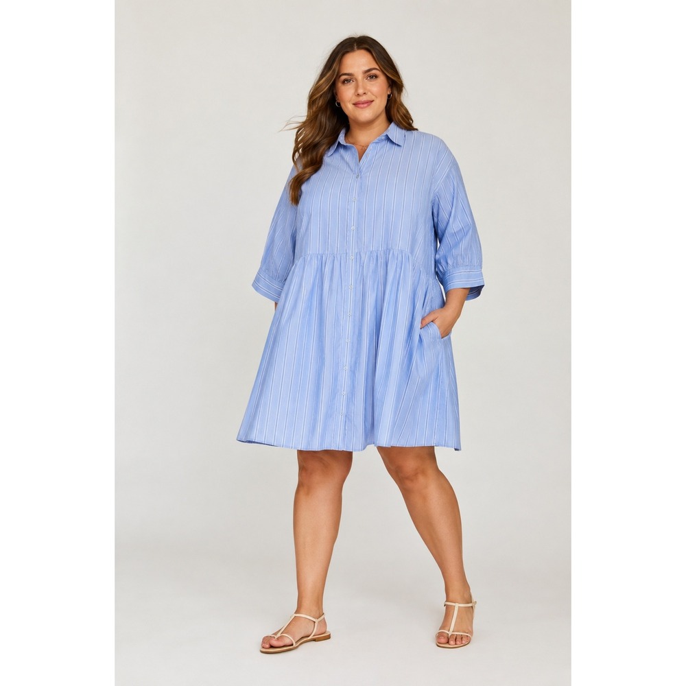 Refinity Rylee Pinstripe Shirt Dress Size 22 Preppy Coastal Summer Minimalist